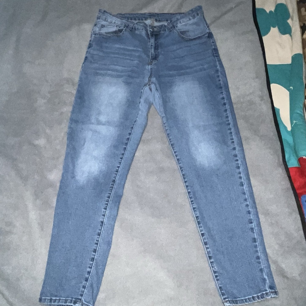 Shein Women Sizeβ 2XL Curve Tapered Denim Blue Jeans
